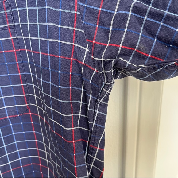 VTG BURBERRY London USA Button Down Shirt XL Blue Red White Check DOT PATTERN - Picture 13 of 16
